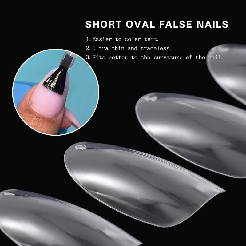 Sethexy Short Oval False Nails 500Pcs 10Sizes Full Cover Acrylic Nail Tips For Art Nail Design (Clear) - Image 4